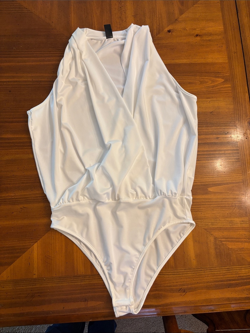 SHEIN White Sleeveless V-Neck Bodysuit